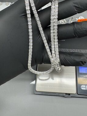 925 Sterling Silver 4mm 22inch Ice link Chain